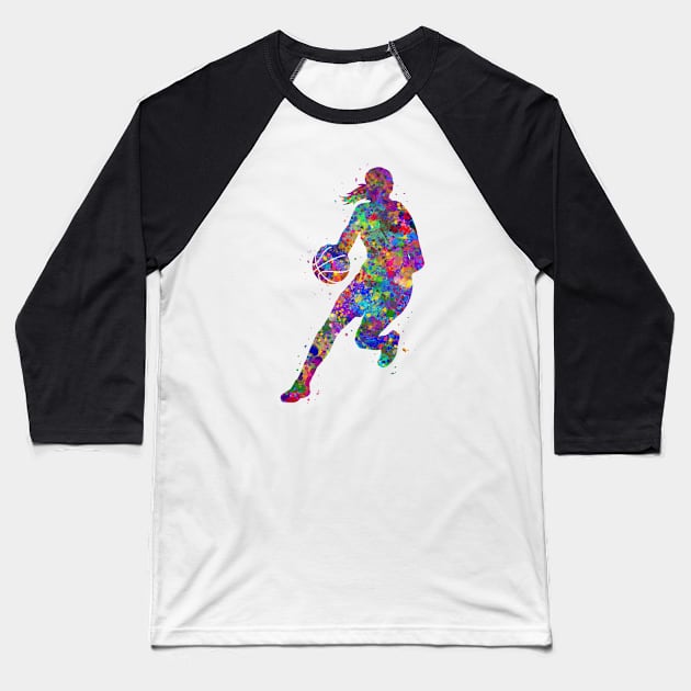 Basketball girl Baseball T-Shirt by Yahya Art